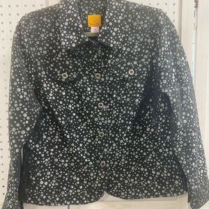 Ruby Rd. Black and Silver Patterned Jean Jacket